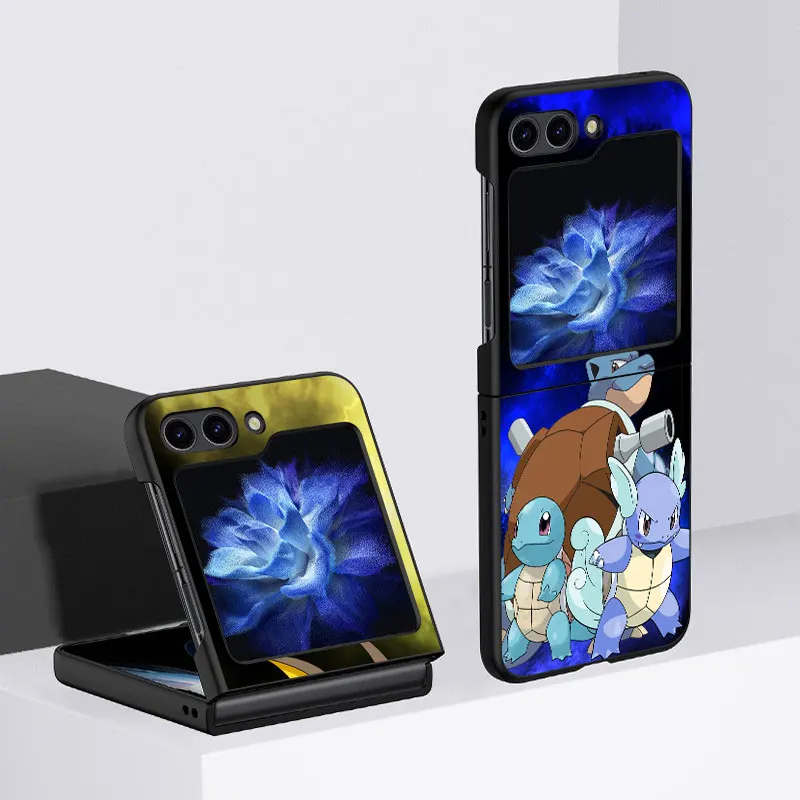 

Pokemon Cute Pikachu Fundas Case For Samsung Galaxy Z Flip 4 3 5G Black Hard Cell Phone Cover ZFlip5 Clear PC Luxury
