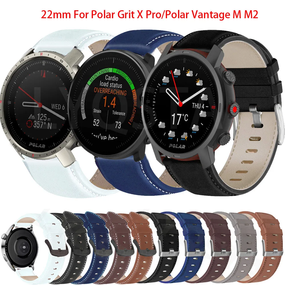 

Ремешок для часов Polar Grit X Pro, ремешок из натуральной кожи для Polar Vantage M/Vantage M2, 22 мм