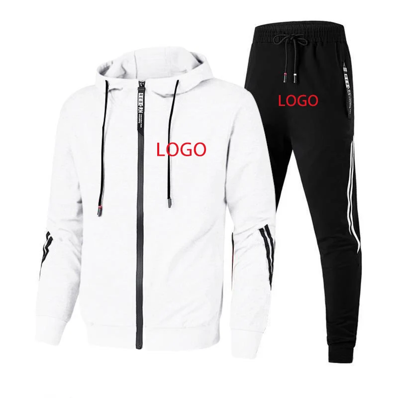 Custom Your Logo Men Tracksuit Casual Sets Jogger New Print Loose Zipper Hoodies and Pants 2 Pieces Sportswear Sport Suit