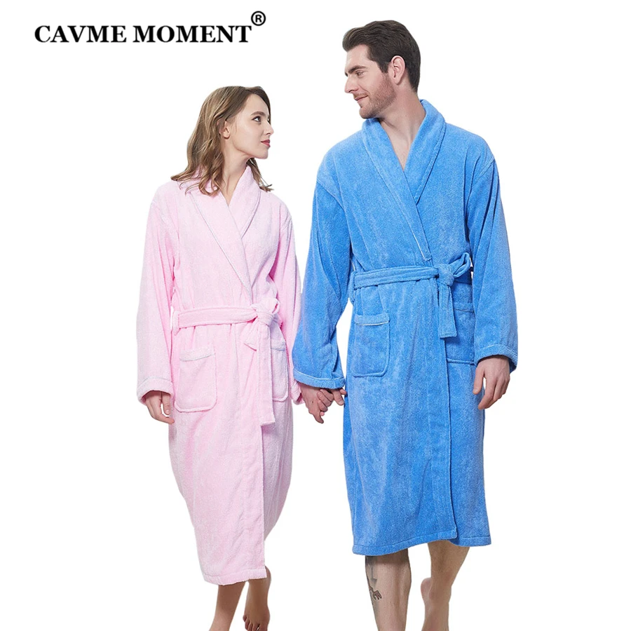 CAVME Cotton CUSTOM LOGO Bride Bathrobes Unisex Hotel Terry Kimono Bridesmaid Robe Nightgown Solid Color Spa Towel Dress