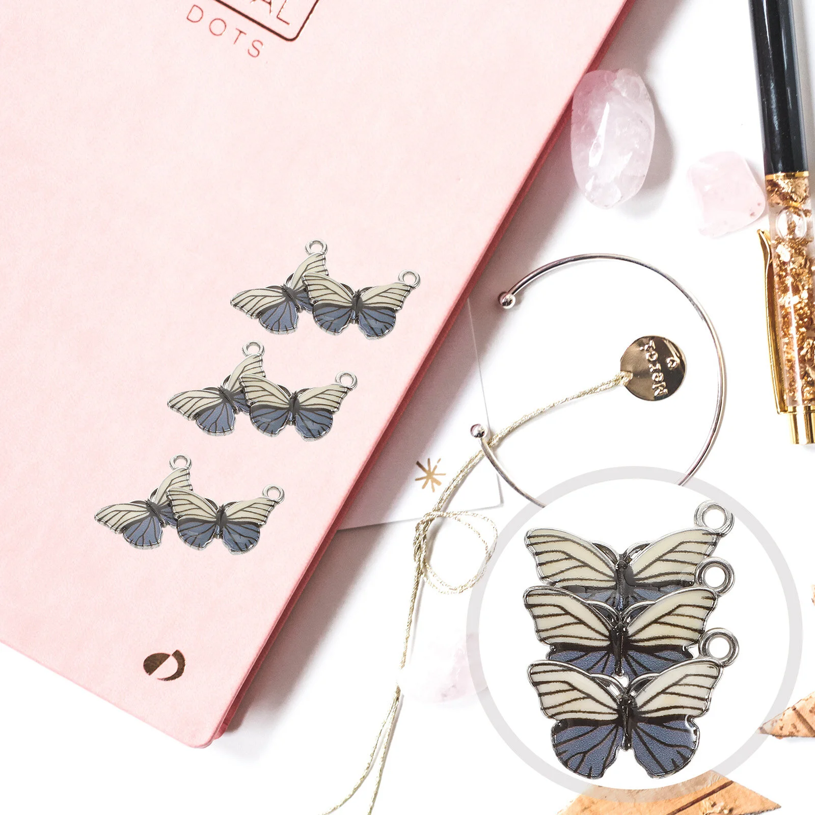 10 Pcs Butterfly Pendant Bulk Earrings Bracelets Charms Necklace Jewelry Making Supplies Alloy Mini Christmas