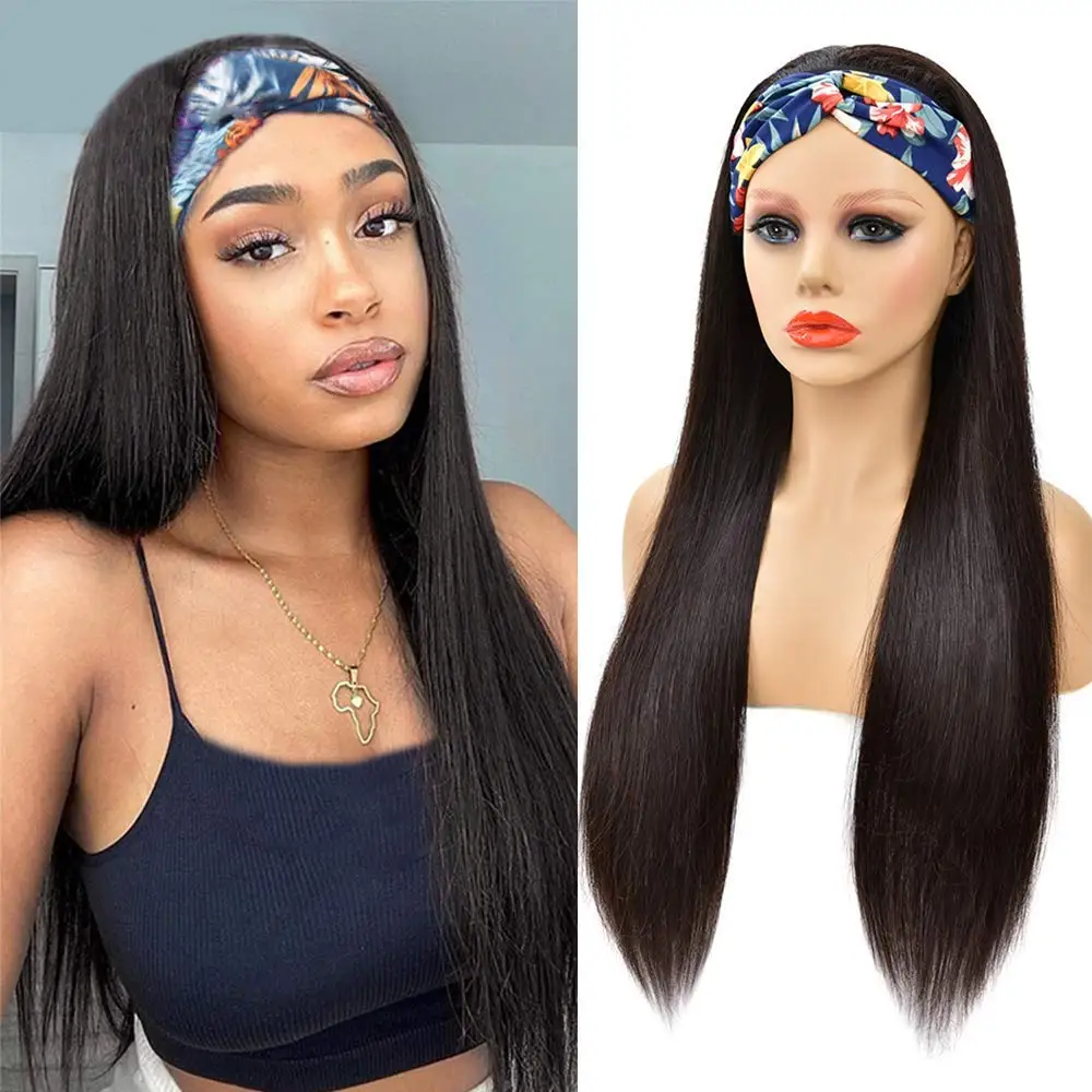 

Scheherezade Headband Wigs Straight Synthetic Wig For Women Natural Black Headband Wig With Fiber Hair Full Machine Wigs