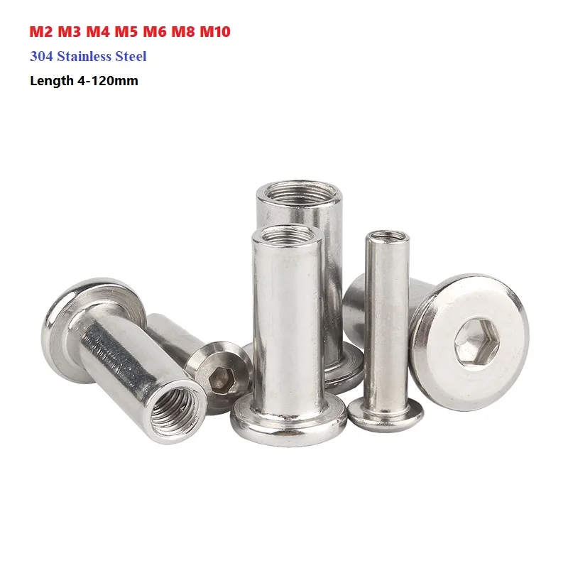 Нержавеющая сталь 304, плоская головка, фаска, мебель, шестиугольные стопорные гайки, винты из стиковой фанеры M2 M3 M4 M5 M6 M8 M10
