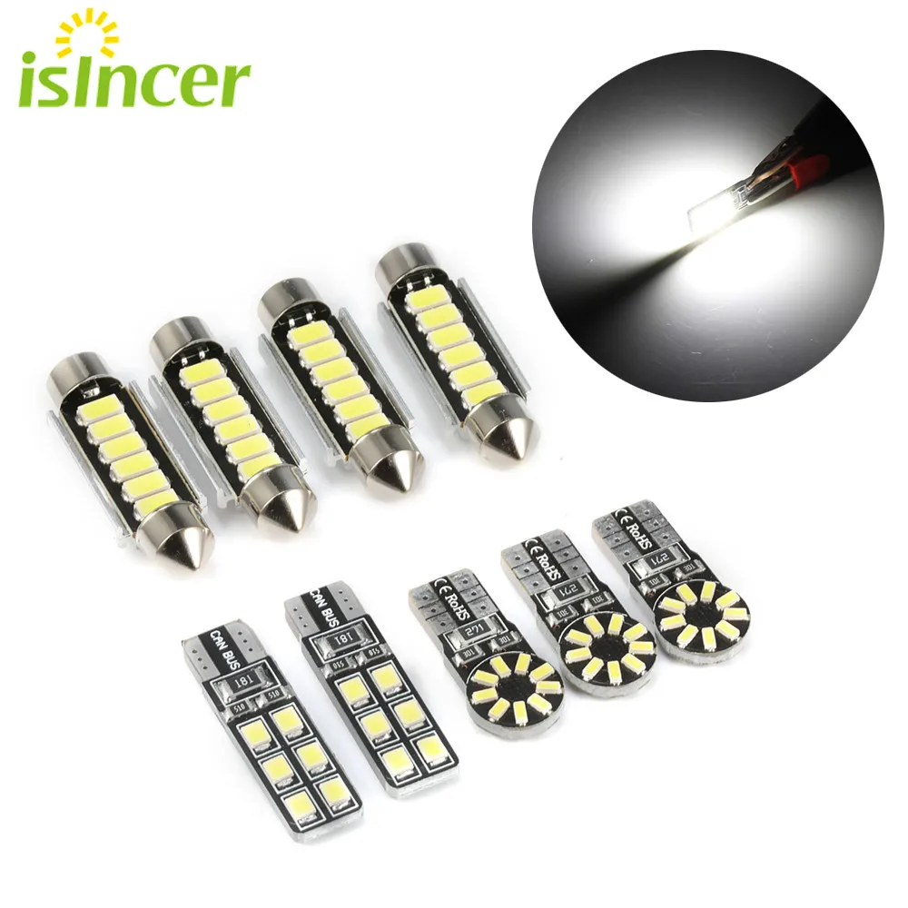 

7/9/11Pcs Super Bright T10 LED Canbus No Error Interior Light Bulbs For BMW E88 1er Festoon 41mm Benz W209 Opel Astra 12V White