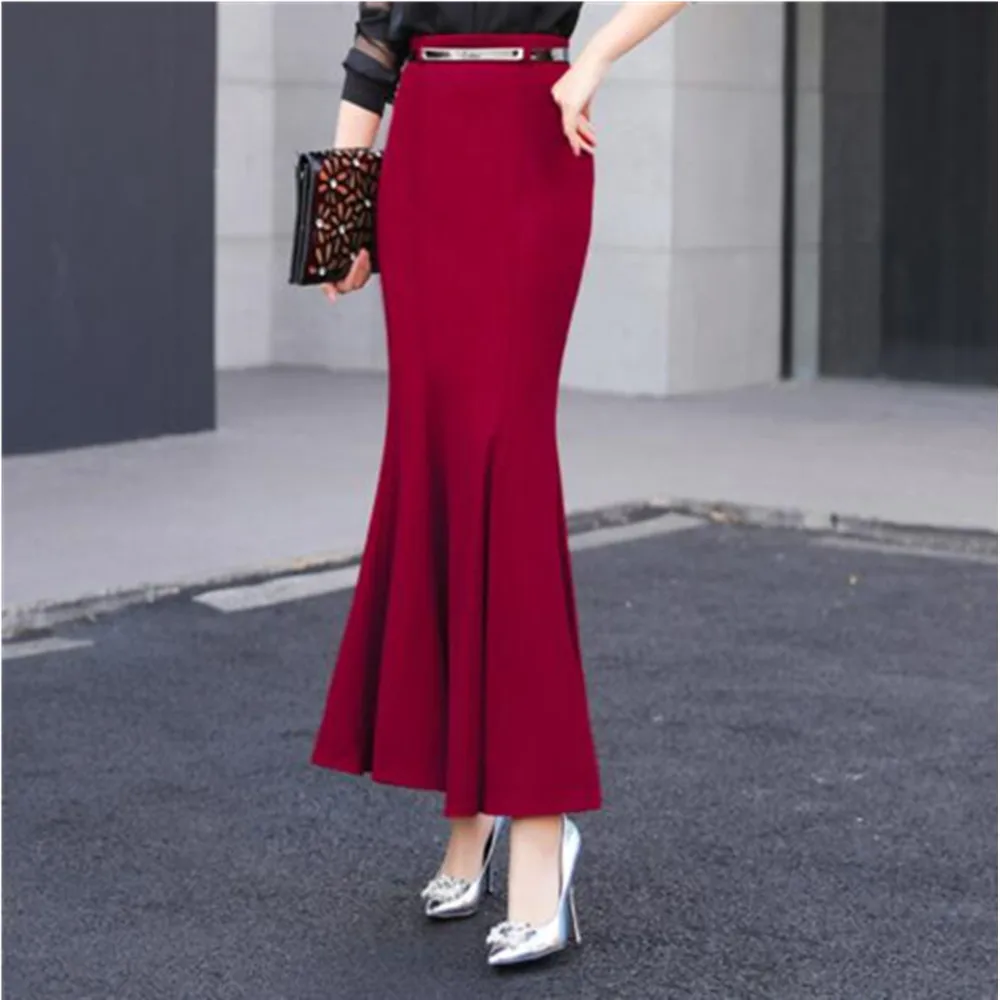 

Korean Fashion Ruffles High Waist Long Skirts 2023 Women Elegant Office Lady Mermaid Skirt Autumn Sexy Floor-Length Black Skirt