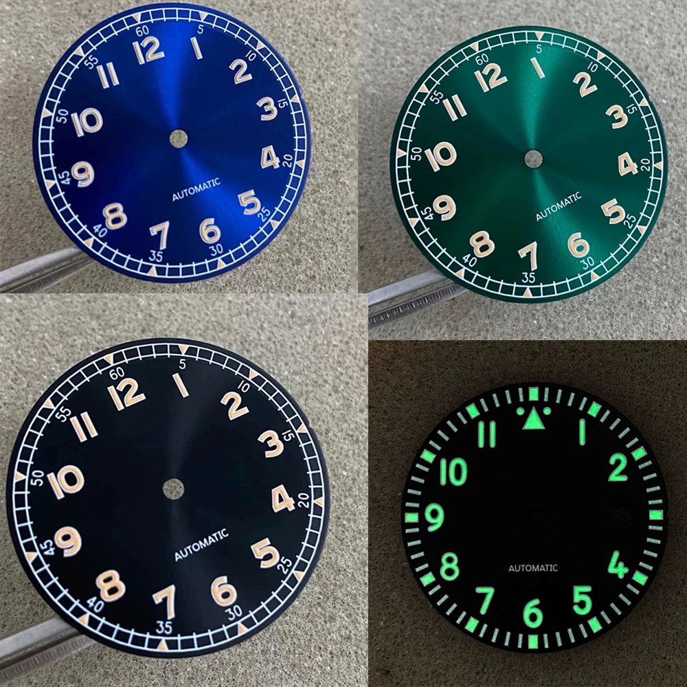 

New NH36 Dial 33.5mm Orange Numerals No Calendar Green Luminous Watch Dial Fits for NH35 NH36 4R 7S Movement Watch for Men Parts