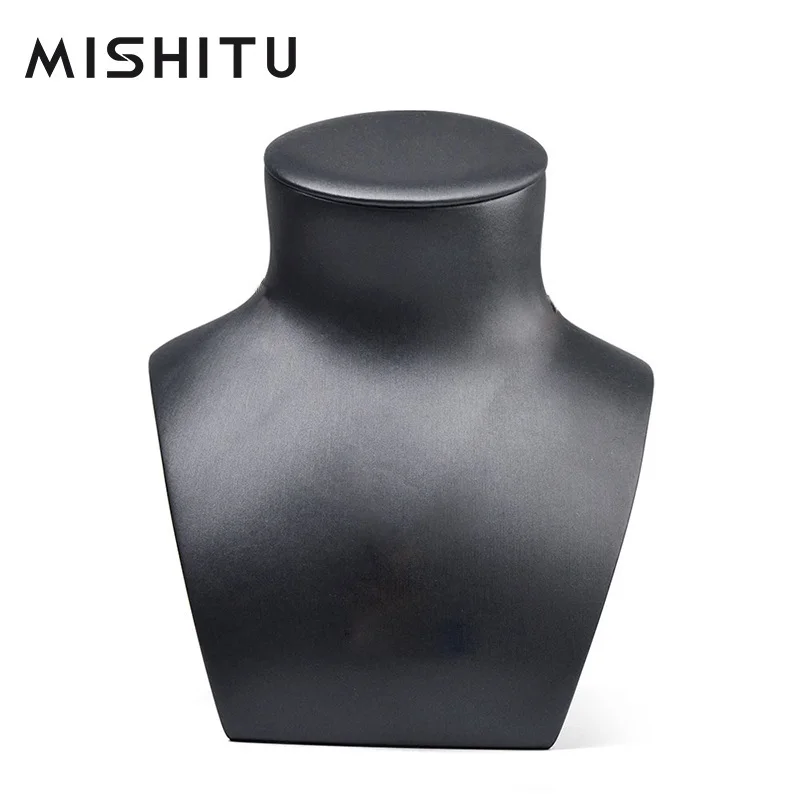 

MISHITU Black PU Leather Display Stand Humanoid Necklace Display Stand Jewelry Perfect Display Rack for Decoration