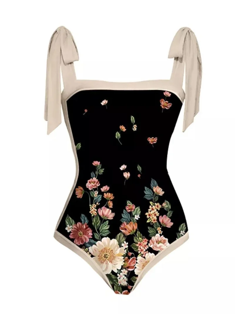 Two Piece Bodysuits Skirt Suits Swimsuit Beach Skirt Flower Print Cover Up Luxury Swimwear Surf Wear Beachwear Women 2023