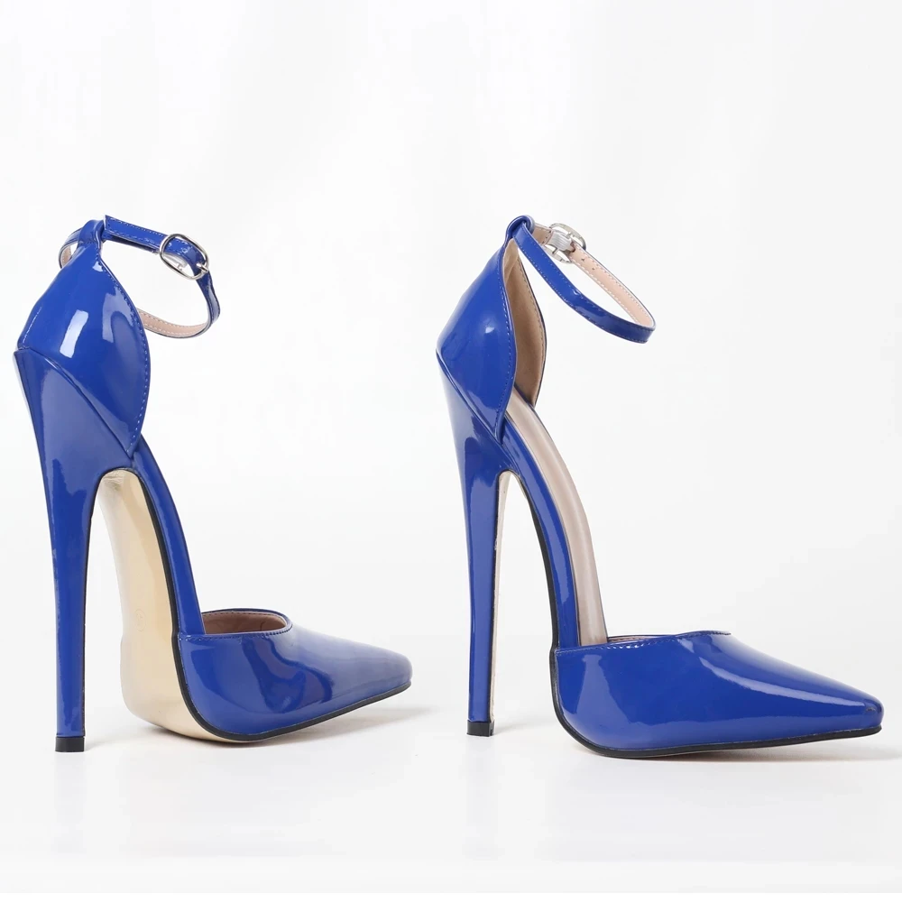 Women 18CM Super High Heel Pumps Ankle Strap Pointed toe Stiletto Heels Sexy Ladies 2022 Summer Party Nightclub Shoes