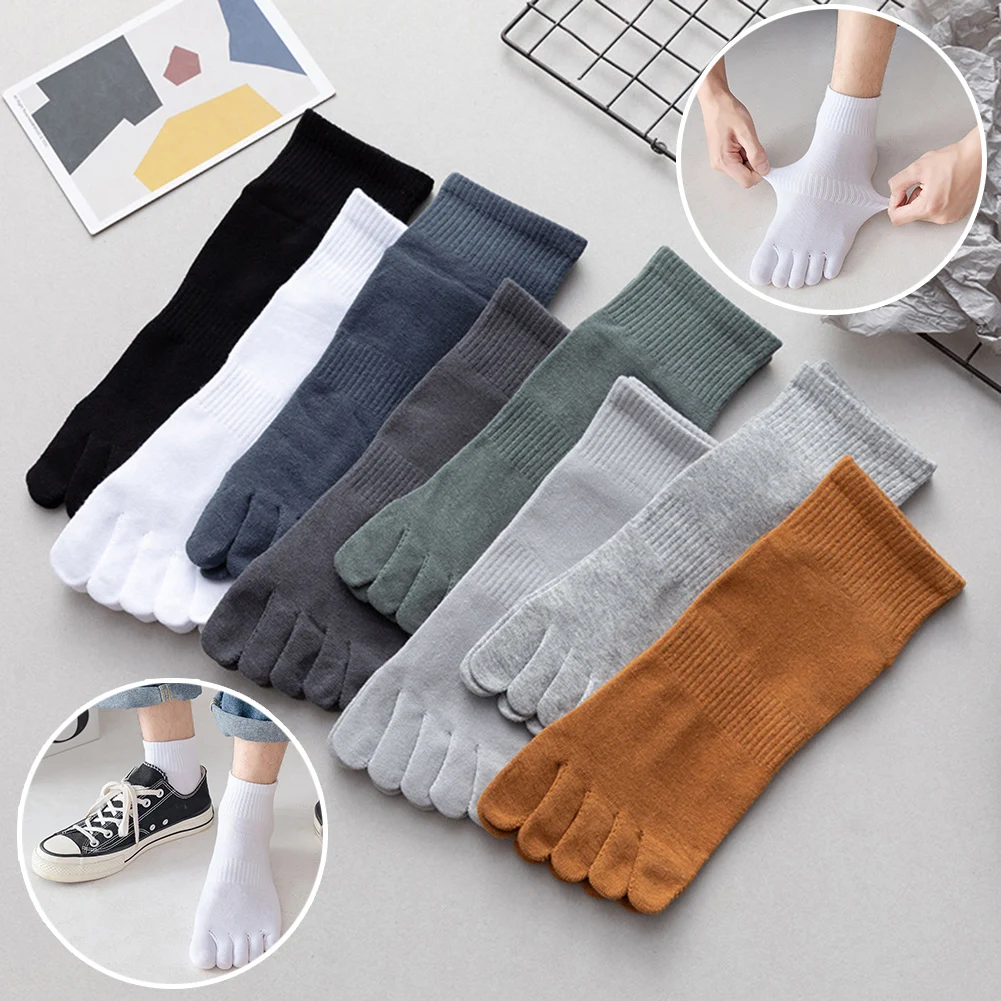 

Cotton Socks Solid Color Boat Socks Men Black White Grey Sweat Toe Socks Short Socks Funny Five-finger Socks High Quality New