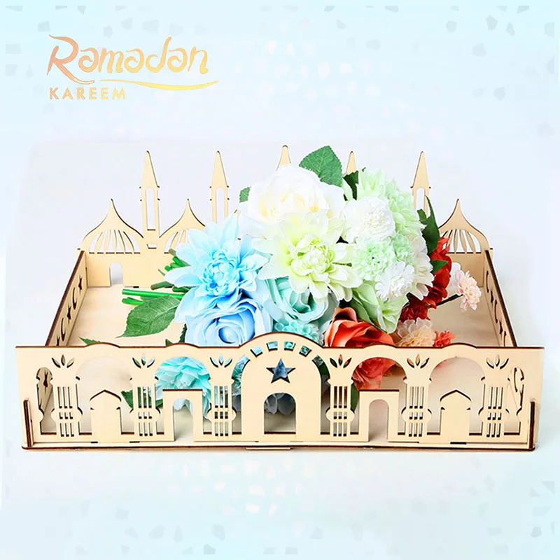 

Islamic Muslim Party Sweet Wooden Tray Ramadan Decoration Eid Mubarak Wood Ramadan Kareem Gifts Eid Al Adha Table Decor for Home