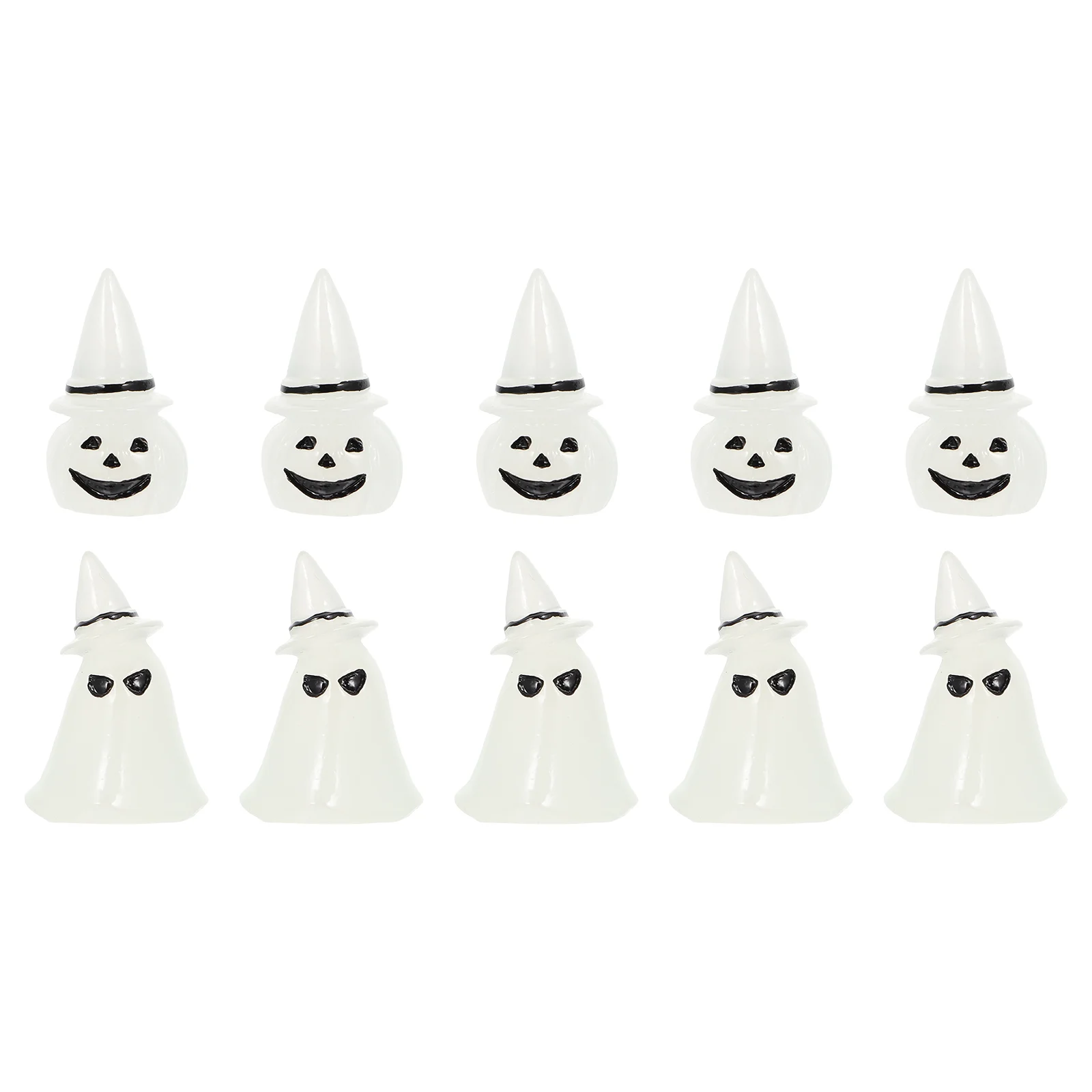 

10 Pcs Ghost Glow Halloween Ornaments Halloween Resin Craft Miniature DIY Ornament Crafts Party Layout Decorss Creative