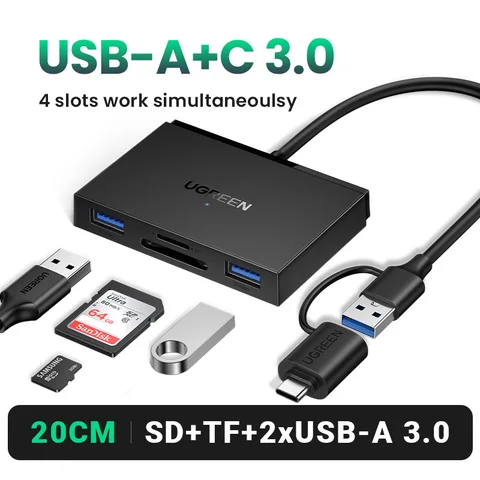 Кардридер UGREEN USB 3.0 2 в 1 SD/TF