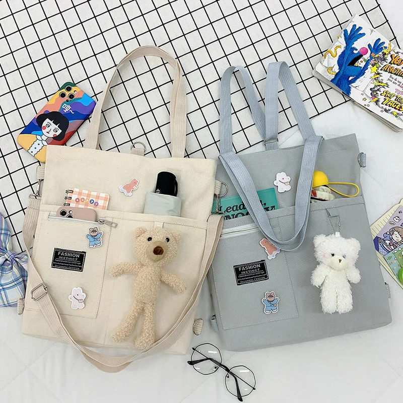 

Ins Canvas Bag Women 2021 New Large Capacity Student Class Double Shoulder Japanese and Korean Single Shoulder Leisure Crossbody