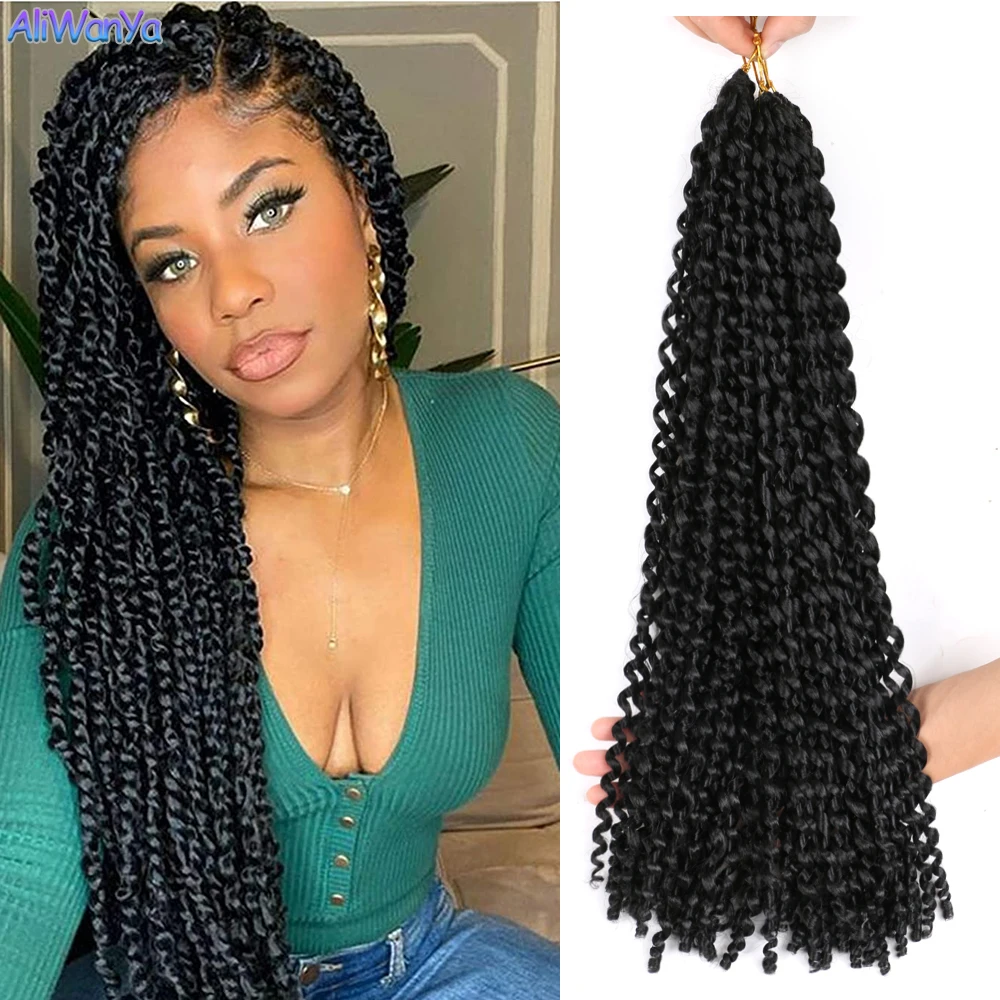 

18inch Long Passion Twist Crochet Hair Extensions Synthetic Water Wave Braiding Hair Bohemia Crochet Braids Pre-Looped Twists