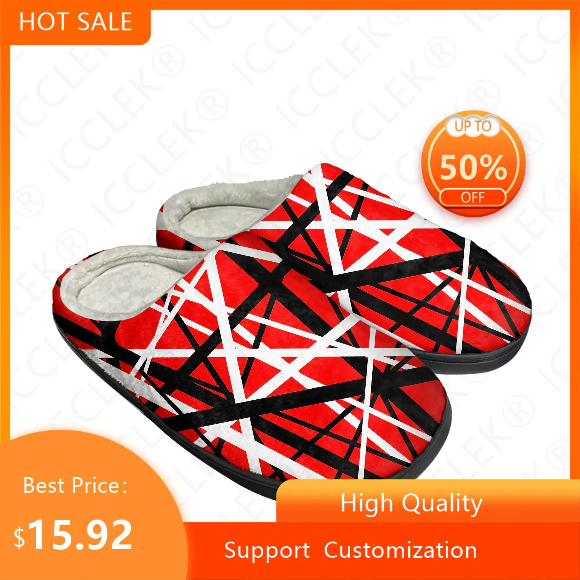 

Van Evh 5150 Stripes Halen Home Cotton Custom Slippers Mens Women Sandals Plush Rock Band Casual Keep Warm Shoes Thermal Slipper