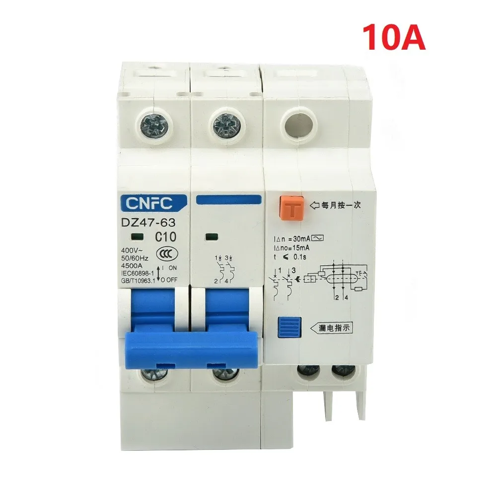

SPD Surge Protector Arrester 2 Pole DZ47LE Circuit Breaker Electrical Safety Test Equipment Leakage Protection Circuit Breaker