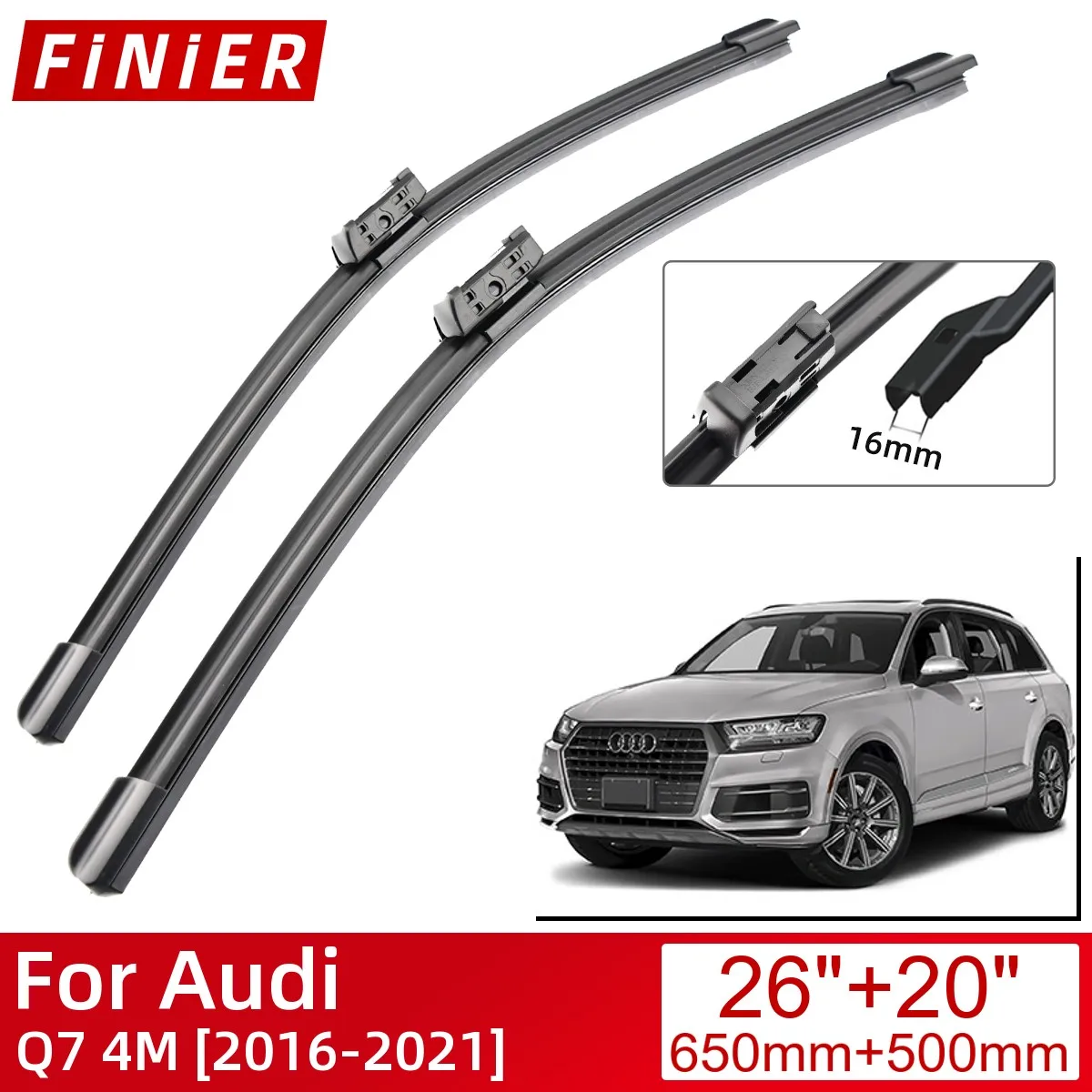 For Audi Q7 4M 2016-2021 Car Accessories Front Windscreen Wiper Blade Brushes Wipers  2021 2020 2019 2018 2017 2016