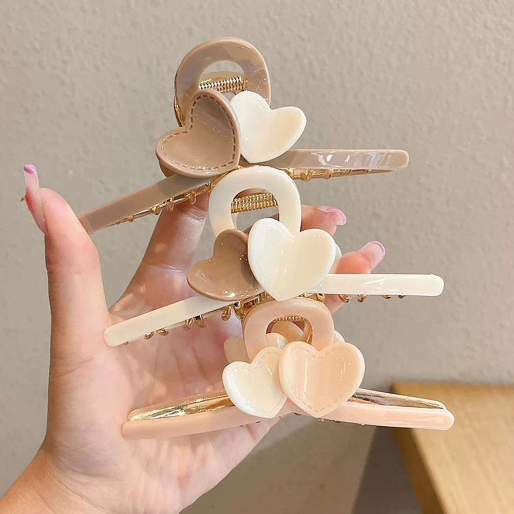 

Модные милые заколки для волос в форме сердца, большие нескользящие акриловые Элегантные Заколки для волос для женщин и девочек, аксессуары для укладки волос