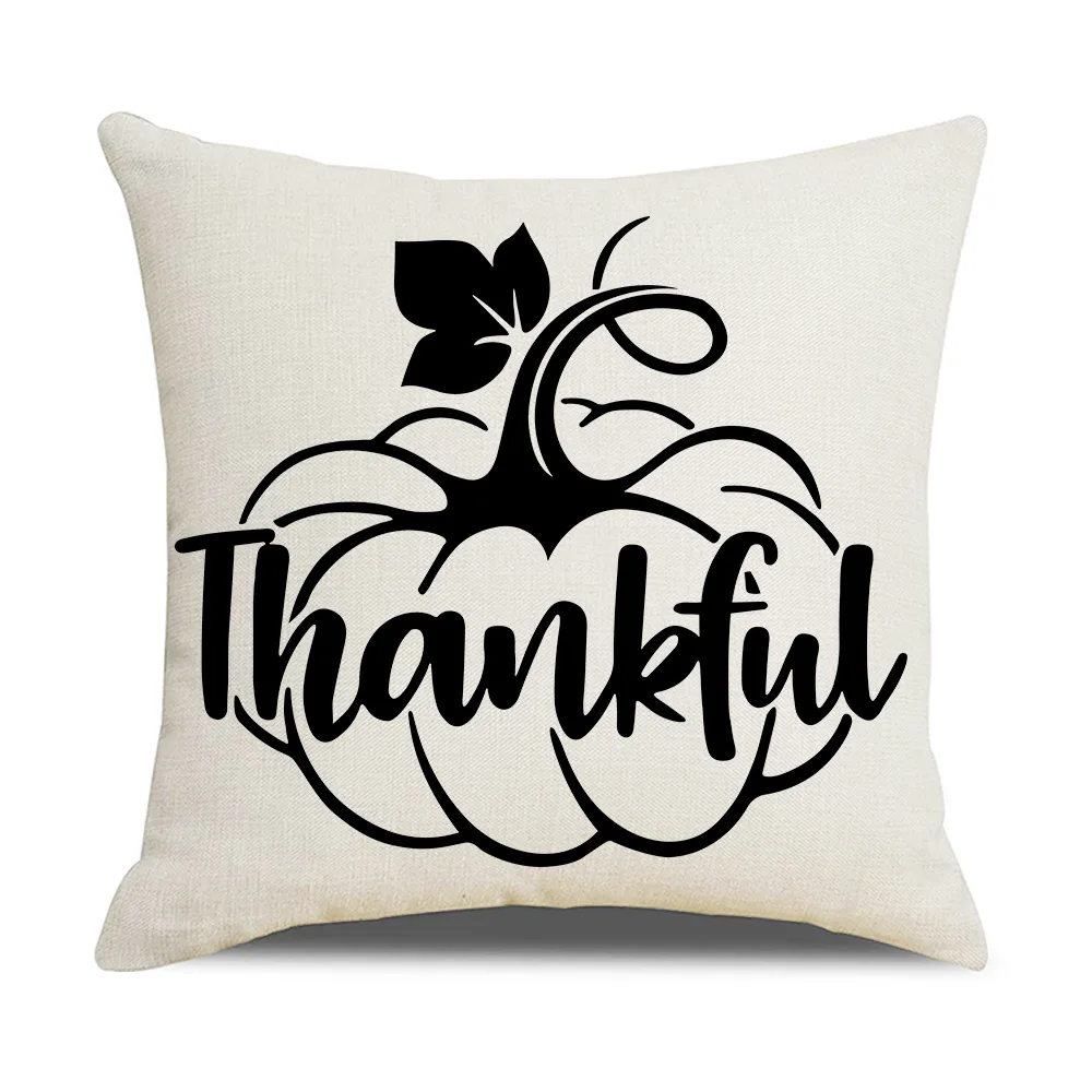 

Fall Thanksgiving Decor Pillow Covers Cushion Cover for Home Autumn Pumpkin Farmhouse Grateful Throw Pillowcase
