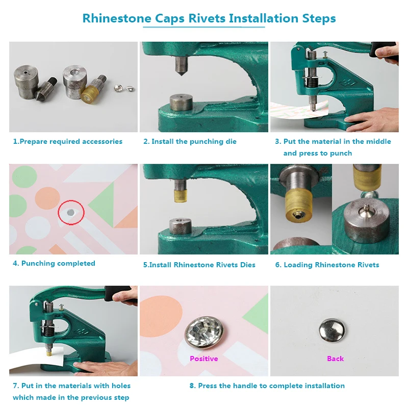 Стразы с кристаллами зеркальные заклепки форма для ручного прессования одежды