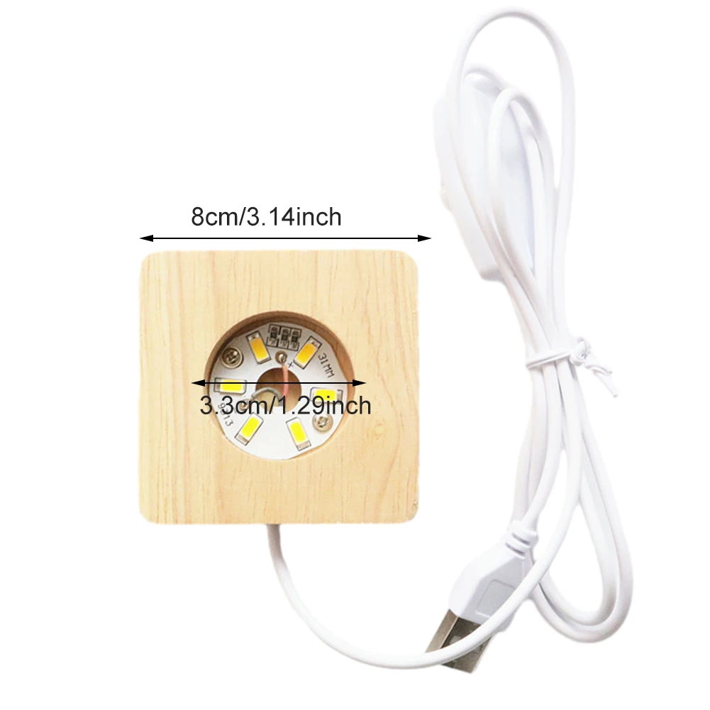 Основание дисплея с подсветкой 8 см деревянная светодиодная основа квадратный