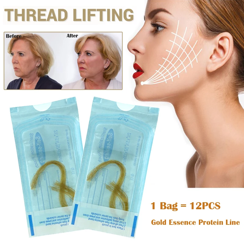 

No Neddle Anti Aging Thread Lifting Face Line Carved Gold Essence Protein Skin Absored Lines Wrinkle Remove Care