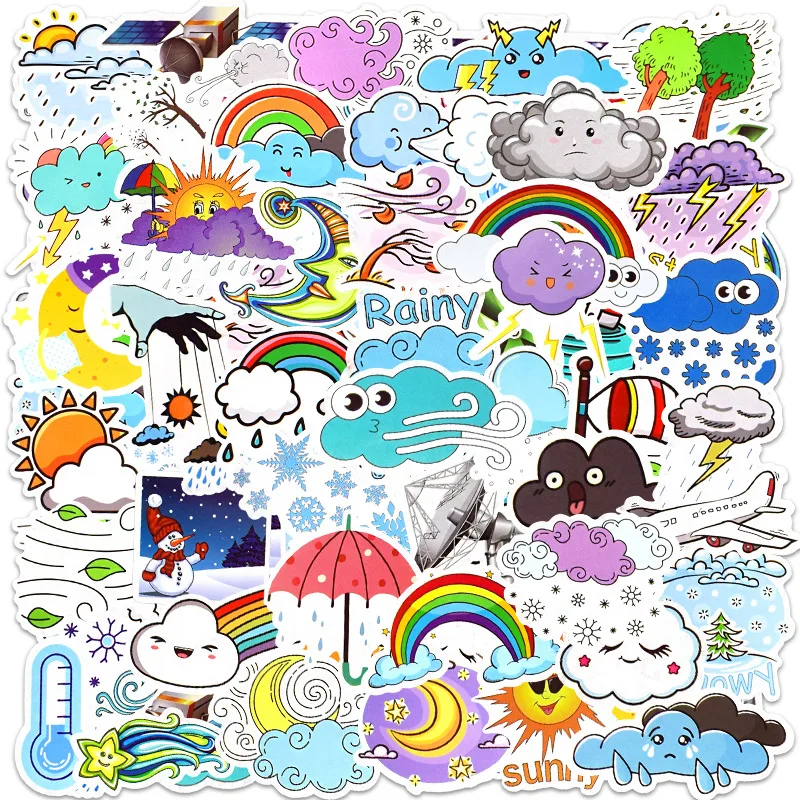 

10/30/50PCS New Popular Cartoon Weather Sticker Pack Skateboard Guitar Decoration DIY Laptop PVC Kids Graffiti Decals Wholesale