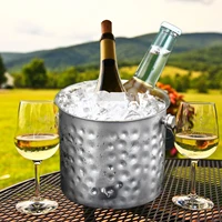 craft hammered ice bucket double wall insulated ice container double wall insulated bucket easy to carry with handle convenient