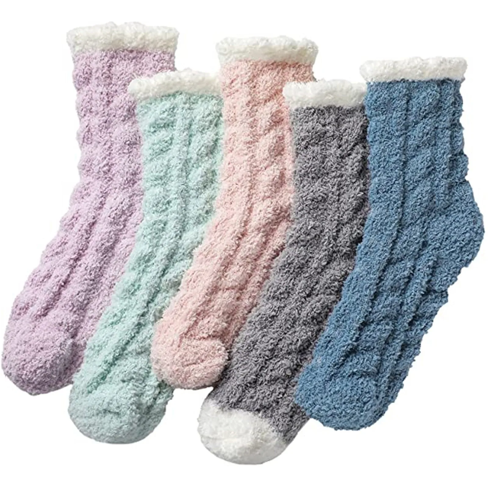 

5 пар, женские носки для сна из кораллового бархата, Новые Теплые и плюшевые толстые носки для осени и зимы, нескользящие носки в стиле Харадзюку