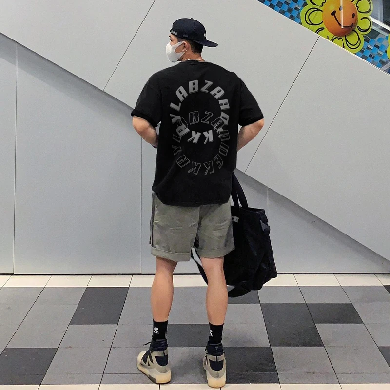 Хип-хоп американский хип-хоп футболка с короткими рукавами из чистого хлопка