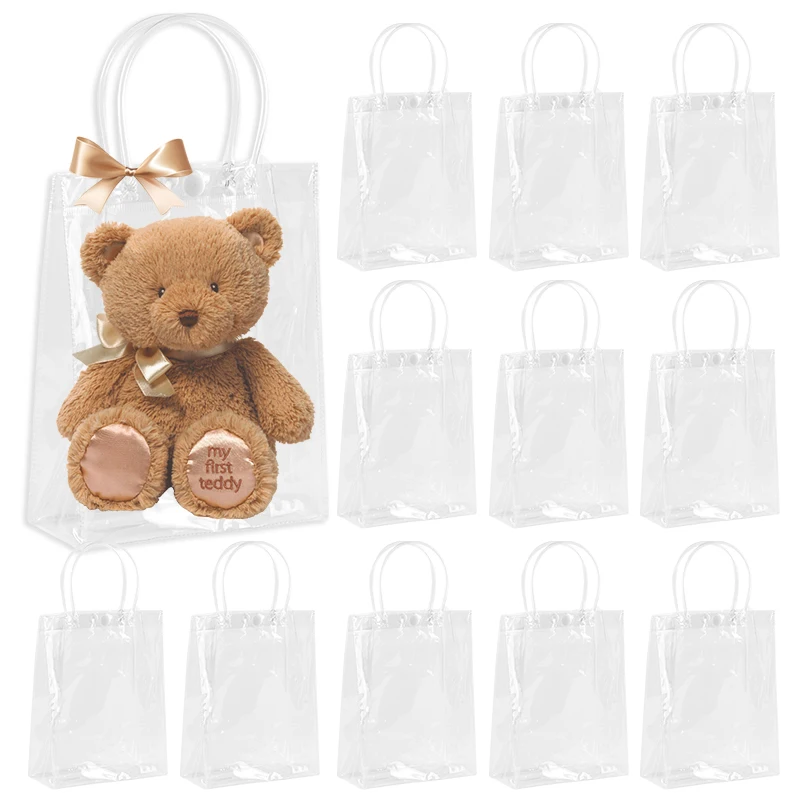 5 шт. прозрачные подарочные пакеты из ПВХ с ручкой