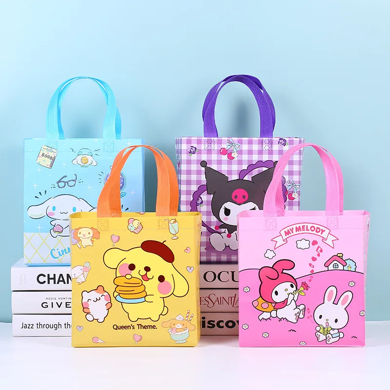 

Sanrio Kawaii мультяшная сумка для покупок из нетканого материала, Женская Холщовая Сумка через плечо, сумка, продуктовый шоппер для студентов, женский подарок