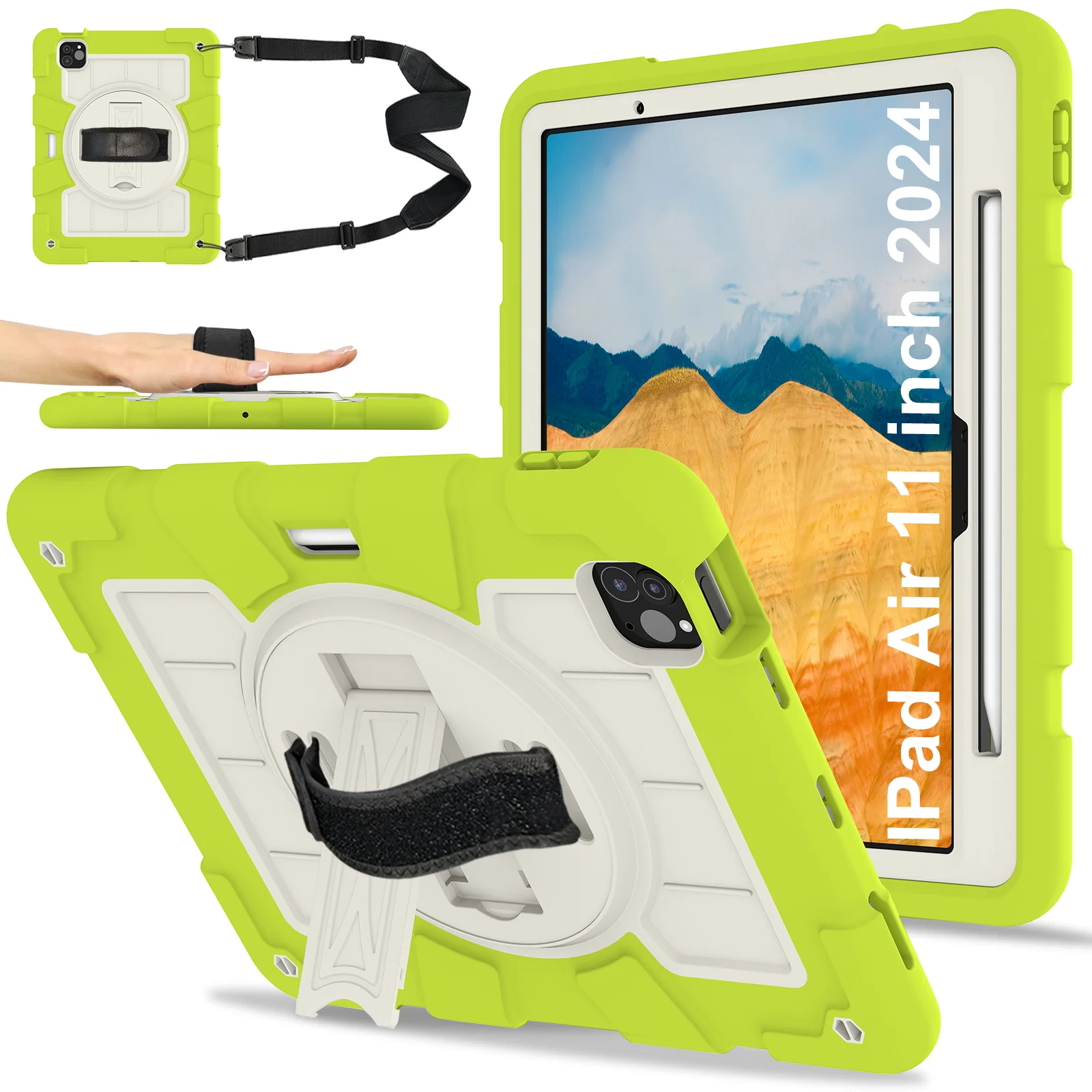 Прочный чехол с вращением на 360 градусов для iPad Air 11 M2 2024 Модель A2902 A2899 A2900