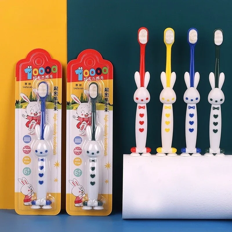 

Детская бамбуковая зубная щетка, 4 цвета, щетина из мягкого волокна, биоразлагаемая ручка, экологичные Детские зубные щетки