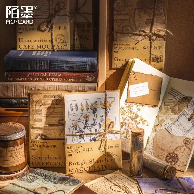 

20Sheets/Pack Kawaii Retro Newspaper Map Material Note Paper Memo Pad Marker Diary Stationery School Office Supplies s3325