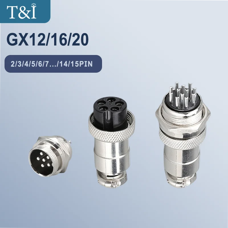 

5/10/100Set Gx12 Gx16 Gx20 2 3 4 5 6 7 8 9 10 12 14 15 Pin Male Female Fixed Wire Cable Circular Aviation Socket Plug Connector
