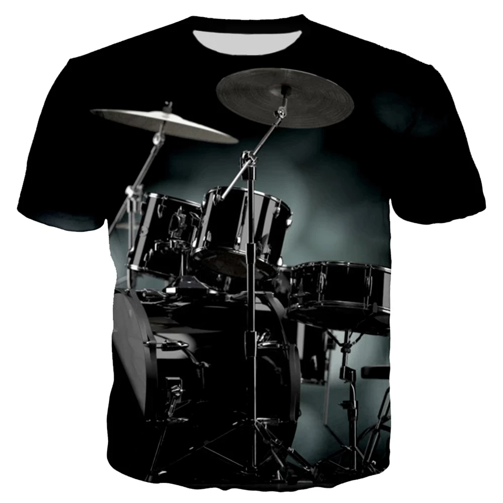 Забавная футболка с 3D принтом музыкальных инструментов электронный барабан