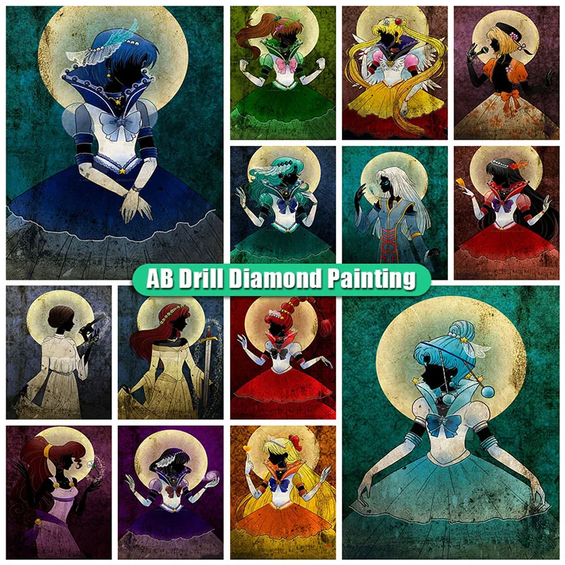 

DIY 5D AB Diamond Painting Disney girl Princess Full Drill Diamond Embroidery Mosaic Cartoon Rhinestone Art for Kids Home Decor