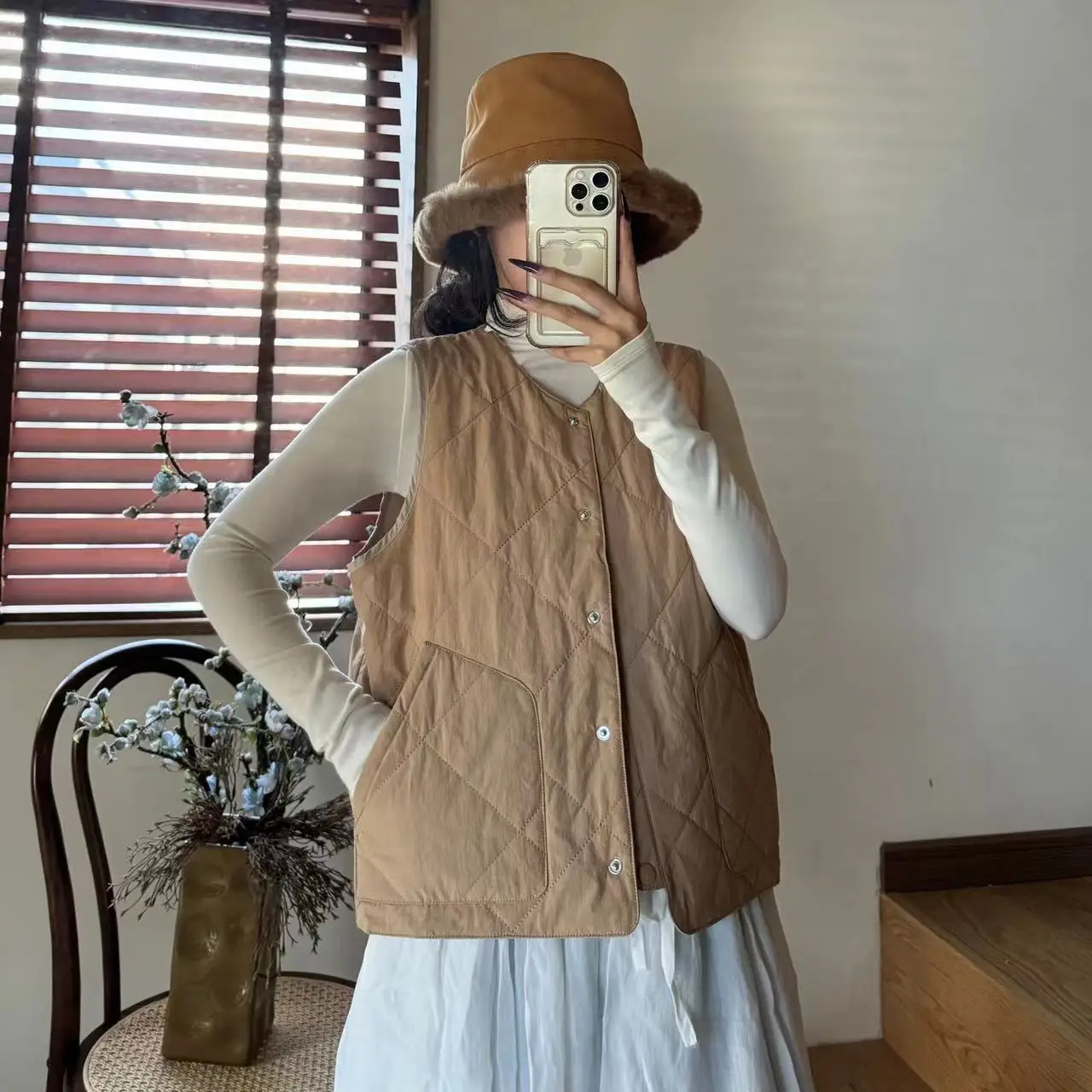 Johnature теплая бархатная хлопковая куртка жилет хлопковый 2024 осень зима новые