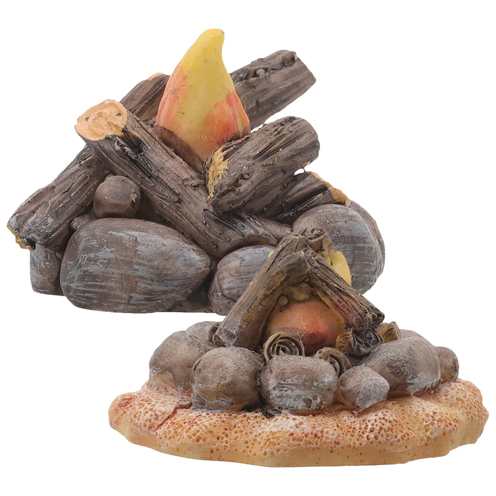 

Модель костра из смолы 2 шт., имитация костра, маленький домик, декор для костра