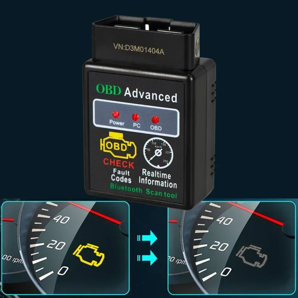 Фото OBD2 Bluetooth ELM327 Автоматический диагностический сканер двигателя OBDII Scan Tool Совместимость транспортных средств Тестер диагностики неисправностей Интерфейсный сканер №3