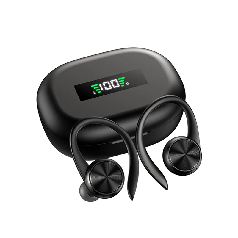 

Sports Wireless Headphones with Mic IPX5 Waterproof Ear Hooks Bluetooth Earphones HiFi Stereo Music Earbuds (Black)