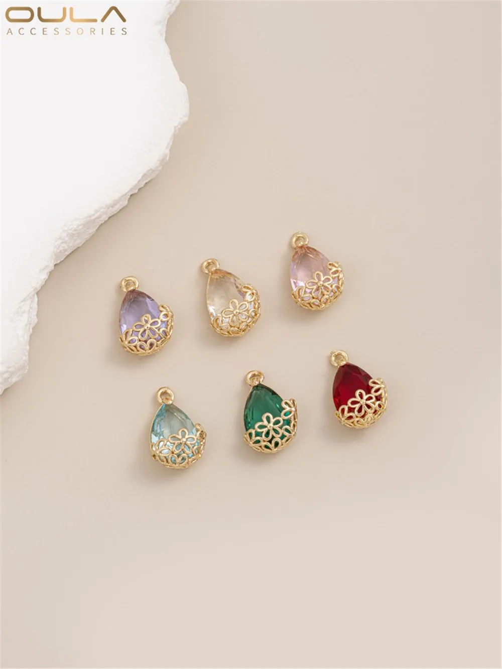 14-каратное золото цвет сумки маленький цветок обернутый край кристалл циркон