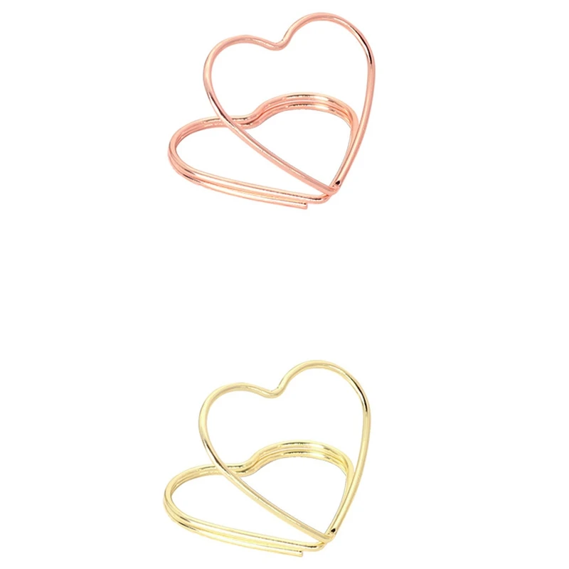 

20PCS Metal Memo Holder Table Double Layer Heart Shape Placecard Holder Stand Wedding Banquet Message Holder