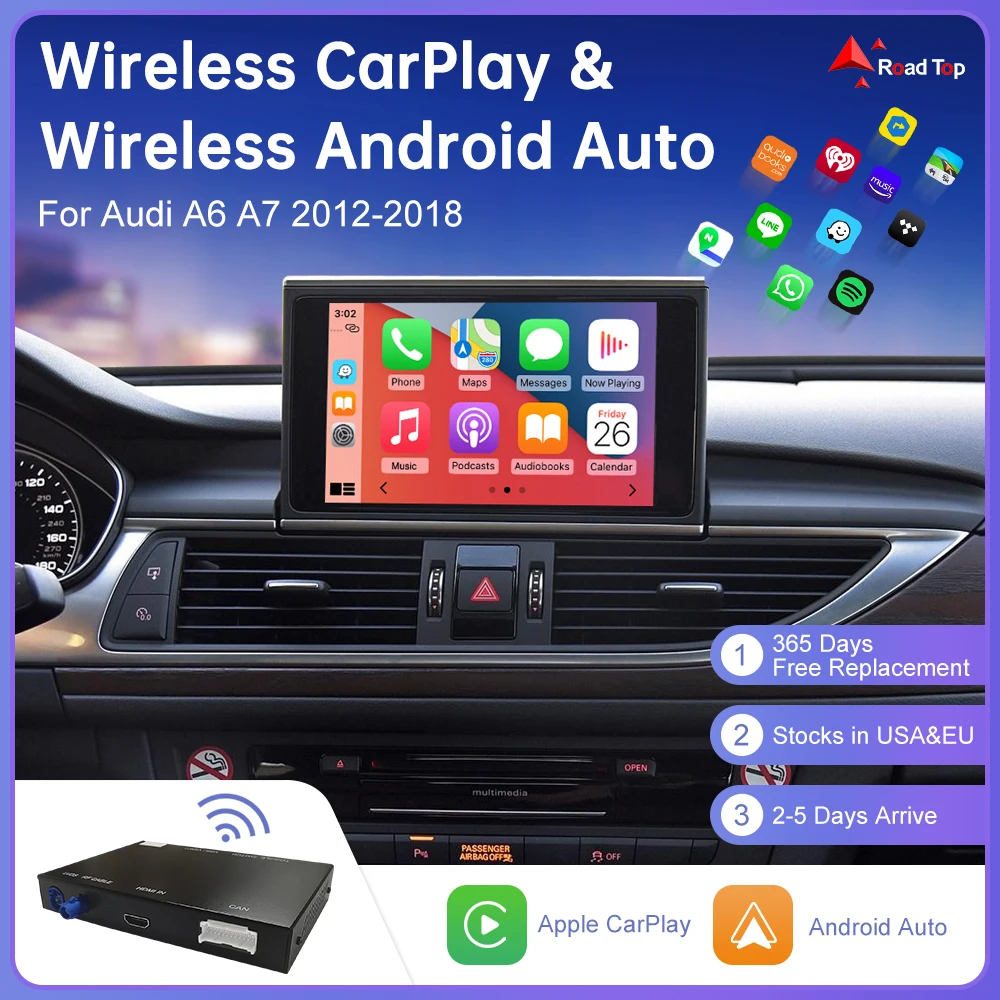 

Wireless Apple CarPlay Android Auto Interface for Audi A6 A7 S6 S7 2012-2018, with AirPlay Mirror Link Car Play Functions