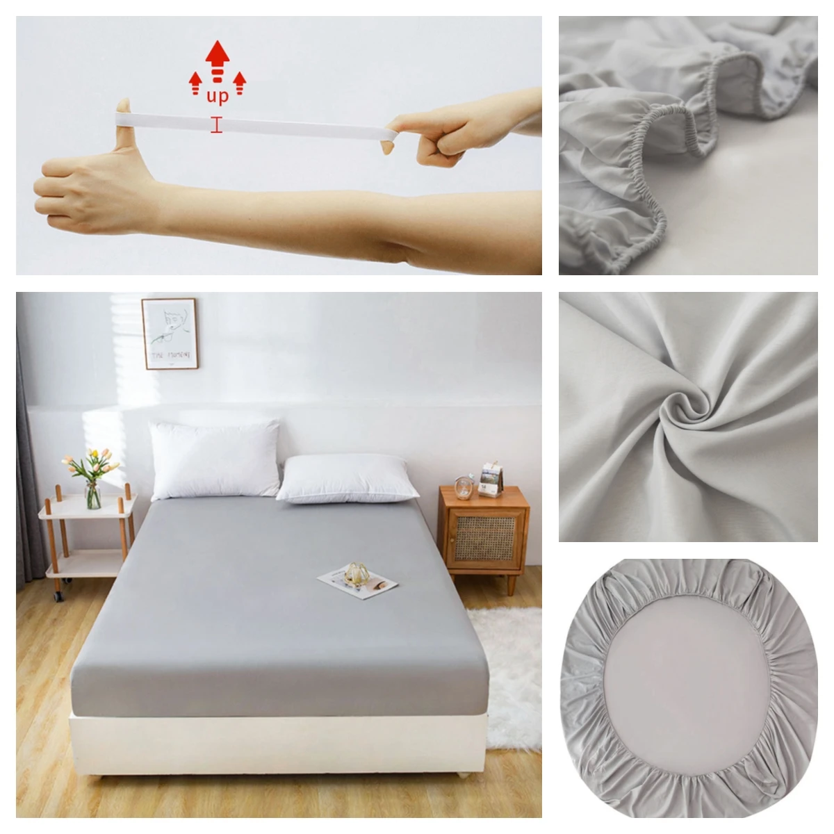 

New Solid Color Brushed Thick Cotton Mattress with Elastic Band Bedspread Bed Cover Breathable Simmons Mattress Cover Protective