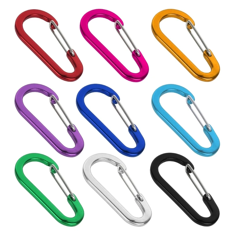 

11UE 5 Pcs Aluminum Alloy Carabiner Clip Outdoor Hiking Spring Snap Clip Hooks Mountaineering Buckle Keychain Clip Clasp