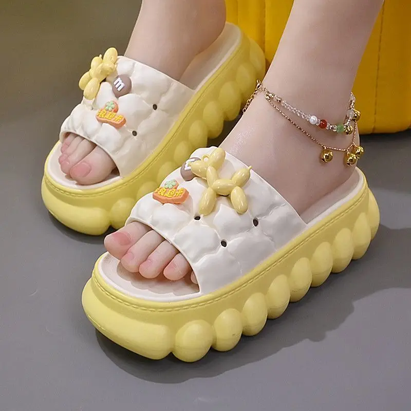 green puppy high platform slipper women's shoes 2023 slide sandals trends pink slippers woman indoor house shoes dog slippers