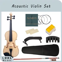 naomi 44 acoustic violin set basswood plate violin kit with case shoulder rest bow extra bridge strings clean cloth mute